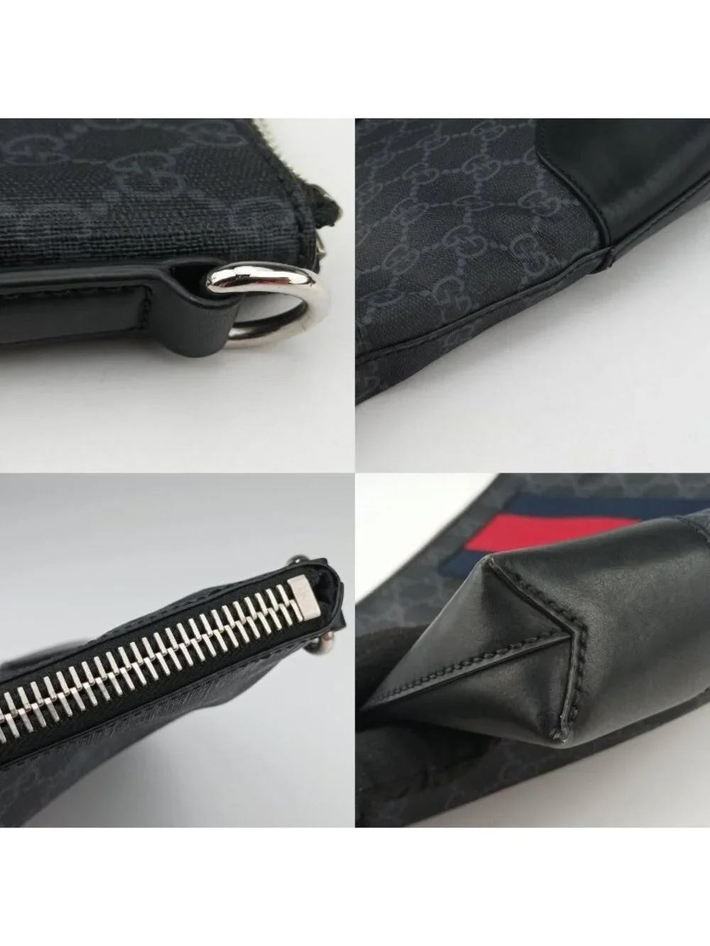 Gucci GG Supreme Messenger Black Red Leather